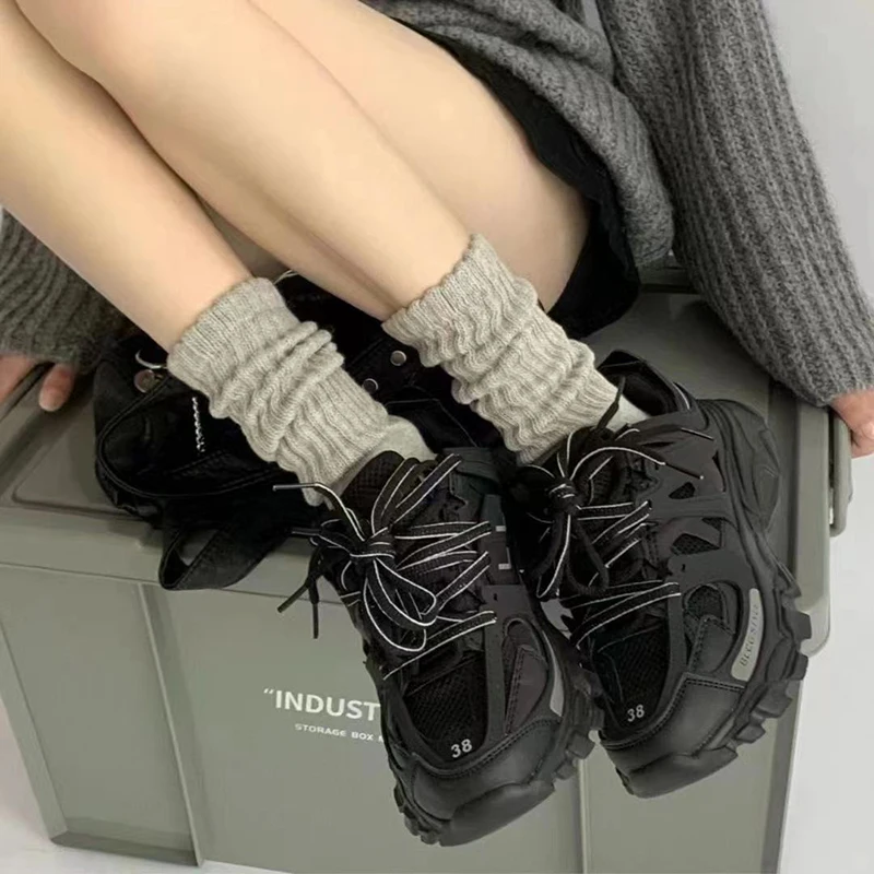 1/3 Paar einfarbige gestrickte Mittelrohrsocken für Damen, für alle Jahreszeiten, schweißabsorbierend, atmungsaktiv, weich, bequem, Freizeitsocken