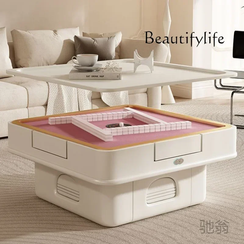 

Pink Mahjong Table Coffee Table Automatic All-in-One Machine Dual-Use Living Room Home Multi-Function Lifting