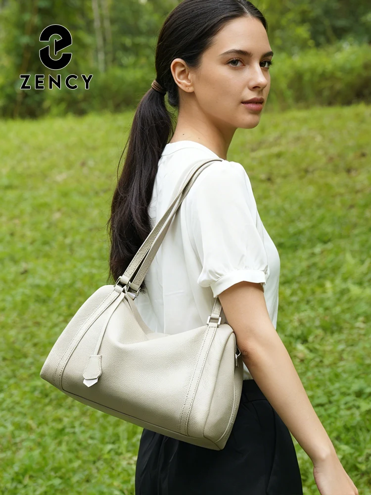 Zency Fashion Women Shoulder Bag Soft Leather Large Capacity Large Boston Bag for Commuters