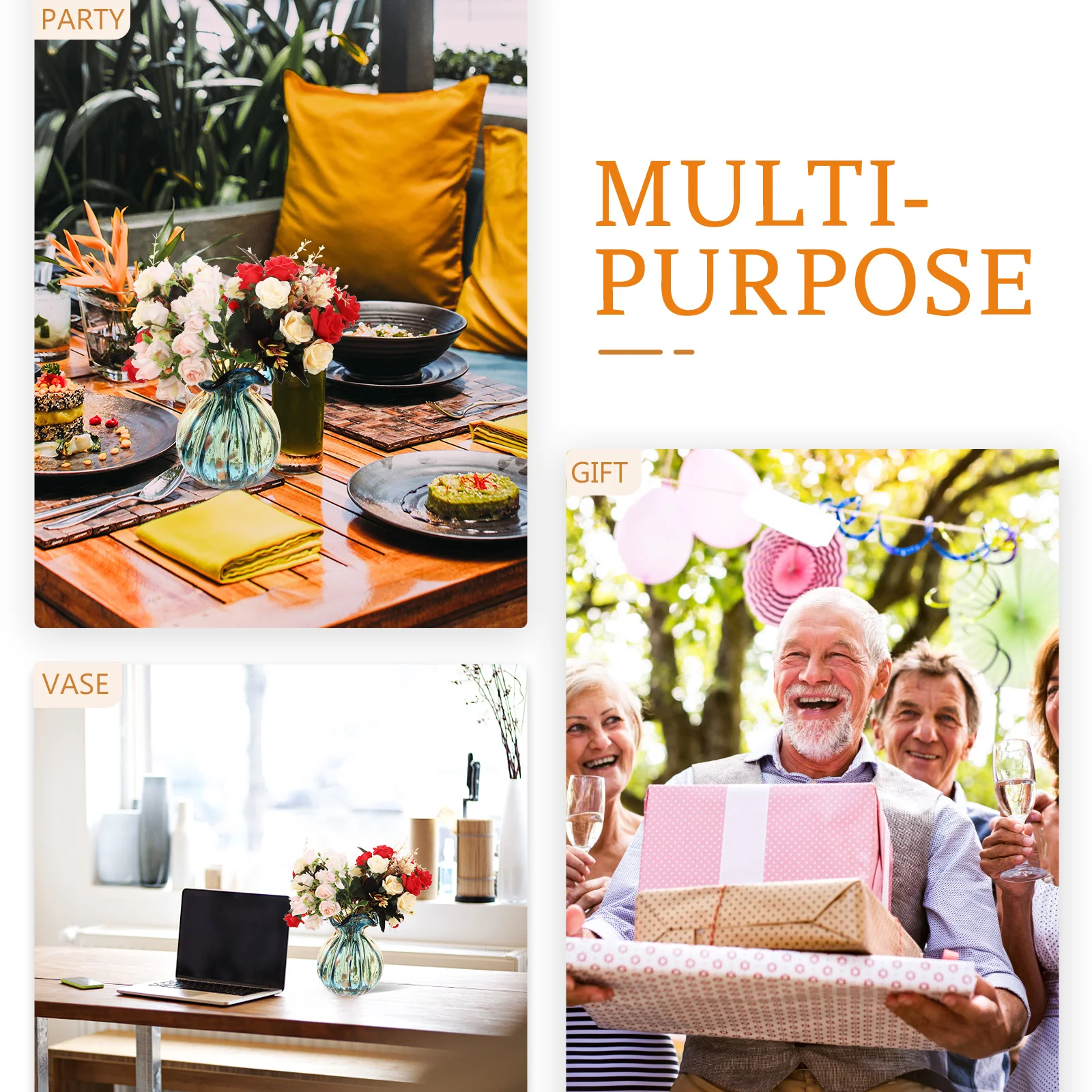 

Glass Flower Vase Creative Simple Design Glossy Color Decorative Vase for Fresh Dried Flowers Orchids Bouquet