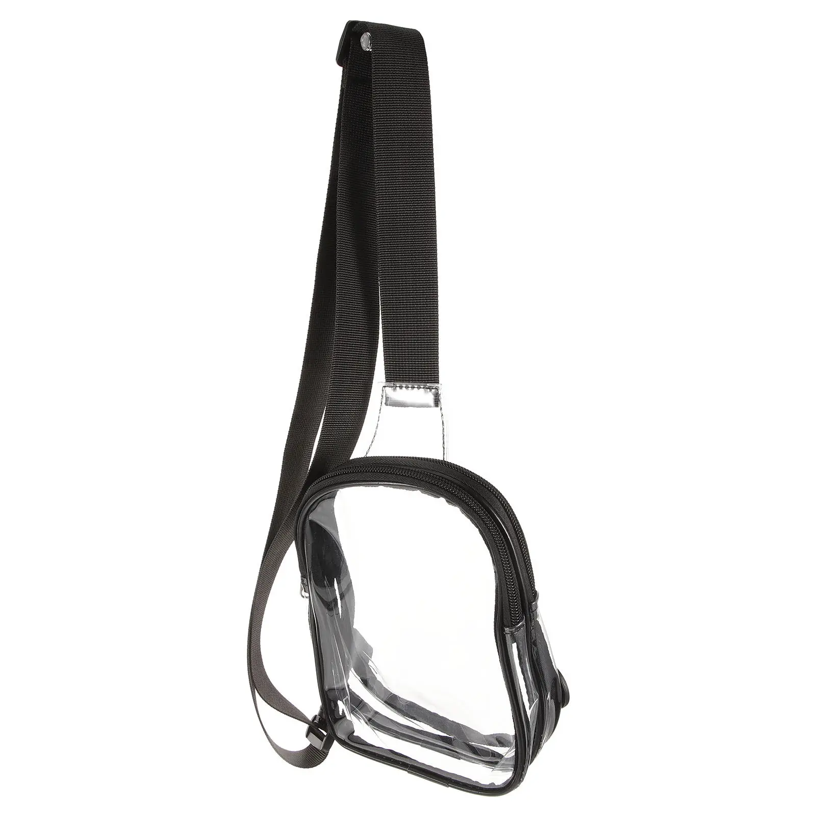PVC Cloth Sport Chest Sling Bag Adjustable Belt Clear Crossbody Pack for Running Travel Gym Stadium Small Clear Bag