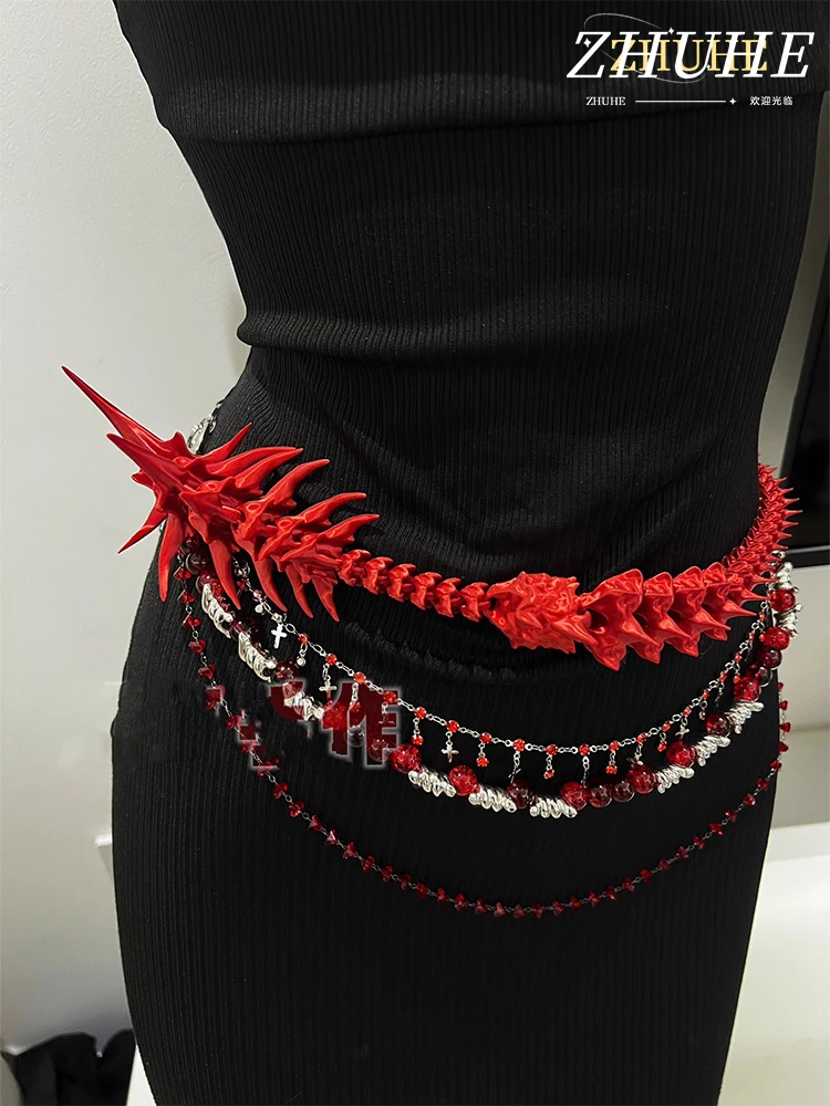 

The Dragon Spine Bone Waist Chain In Gothic Punk Style Is A Resin Material Carnival Jewelry Accessory For Women