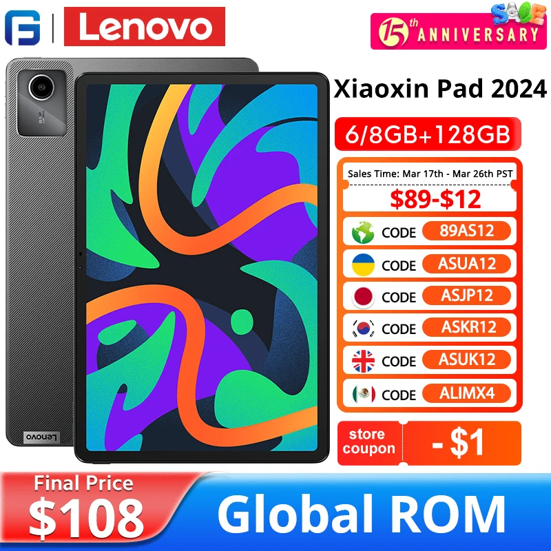 Lenovo xiaoxin pad 2024 tablet global rom 6gb 128gb qualcomm snapdragon 685 octa núcleo 11 "tela gps wifi android