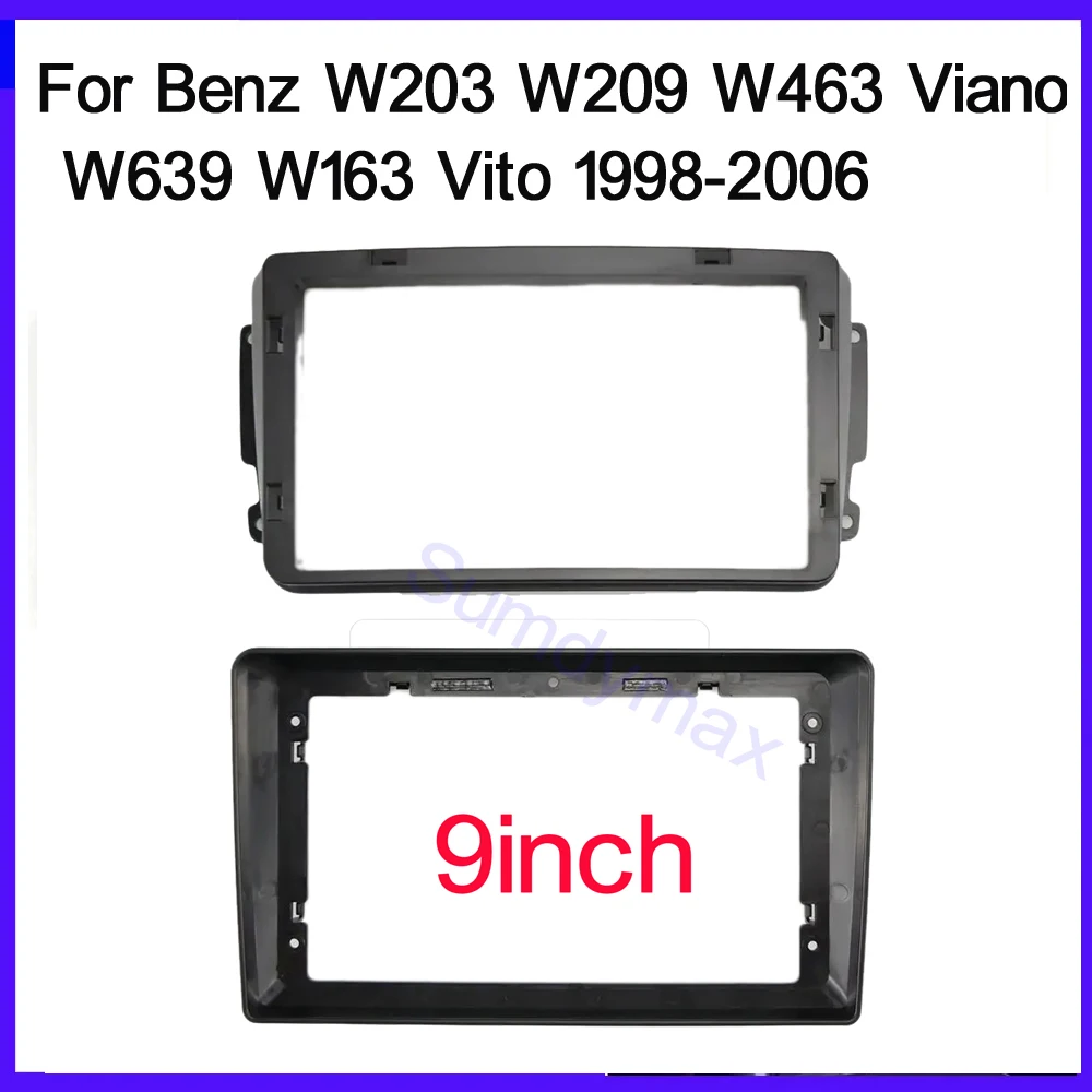 2Din Car DVD Frame Audio Fitting Adaptor Dash Trim Kits Facia Panel For Benz W203 W209 W463 Viano W639 W163 Vito car panel