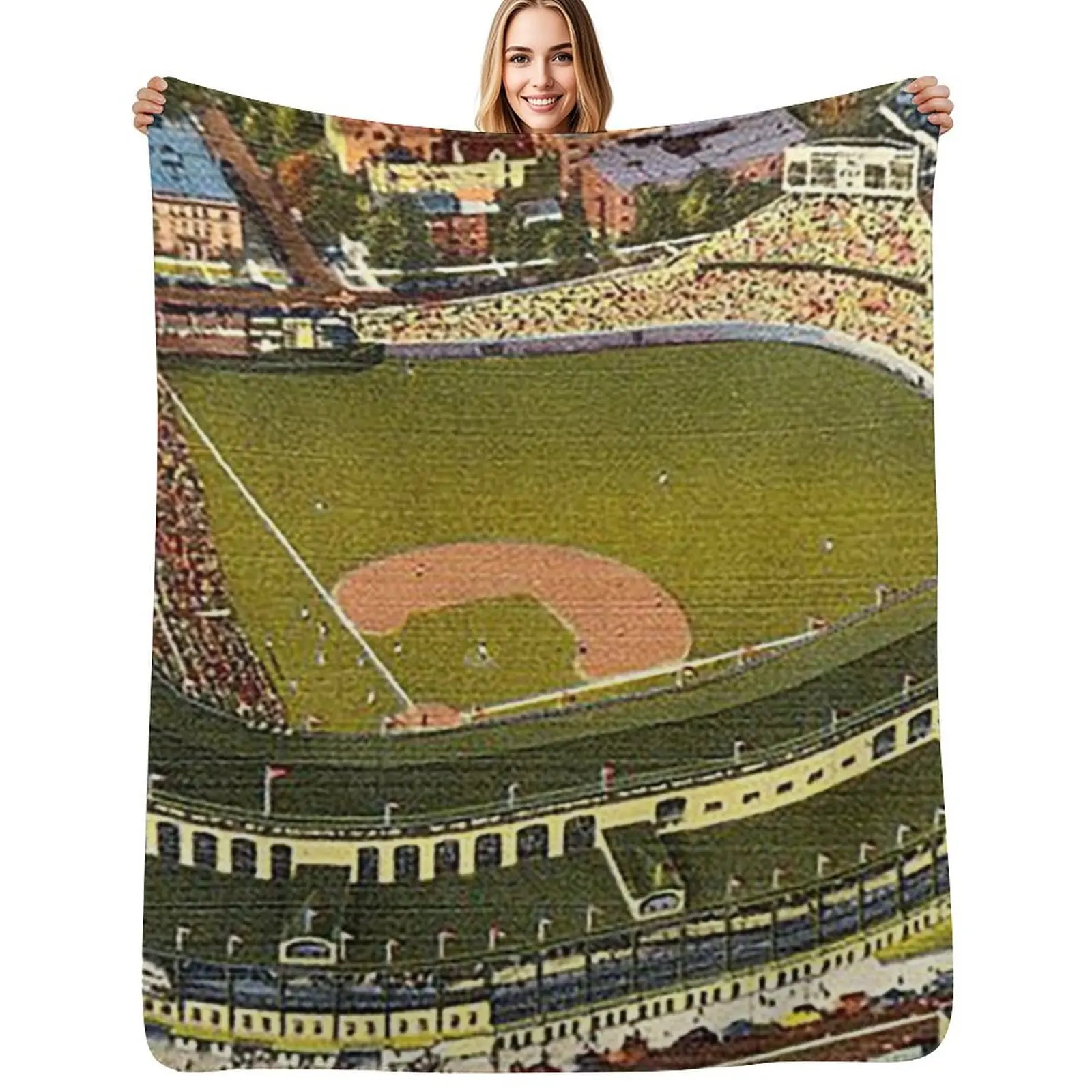 

wrigley field,rooftop bleachers at wrigley,ivy covered outfield walls,chicago baseball stadium,old ballparks,old s Throw Blanket