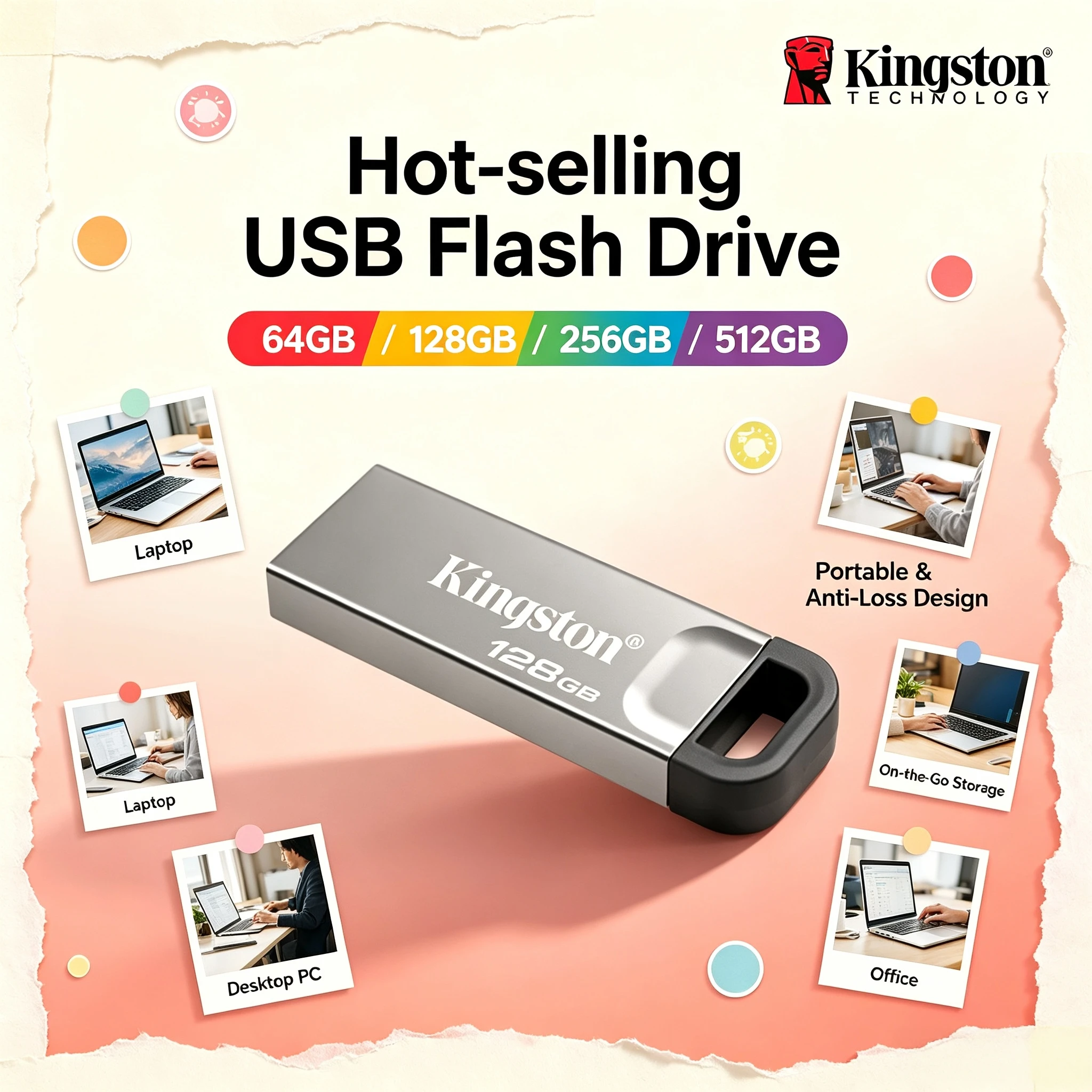 Kingston DataTraveler Kyson USB Flash Drive 64GB 128GB 256GB 512GB 200MBs Gen1 for PC Laptop Computer Pro Transfer