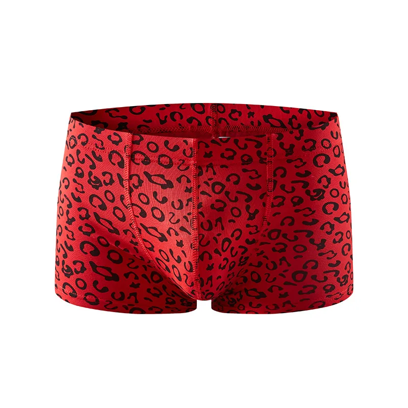 Cotton Fashion Personality Sexy Leopard Print Man Underwear U Pouch Bag Low Waist Tight Seamless Breathable Soft Boxers