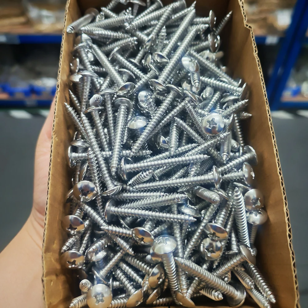 M2 m3 m3.5 m4 m5 m6 phillips 304 cabeça de cogumelo de aço inoxidável parafusos auto-roscantes cruz recesso cabeça de treliça parafuso auto-roscante