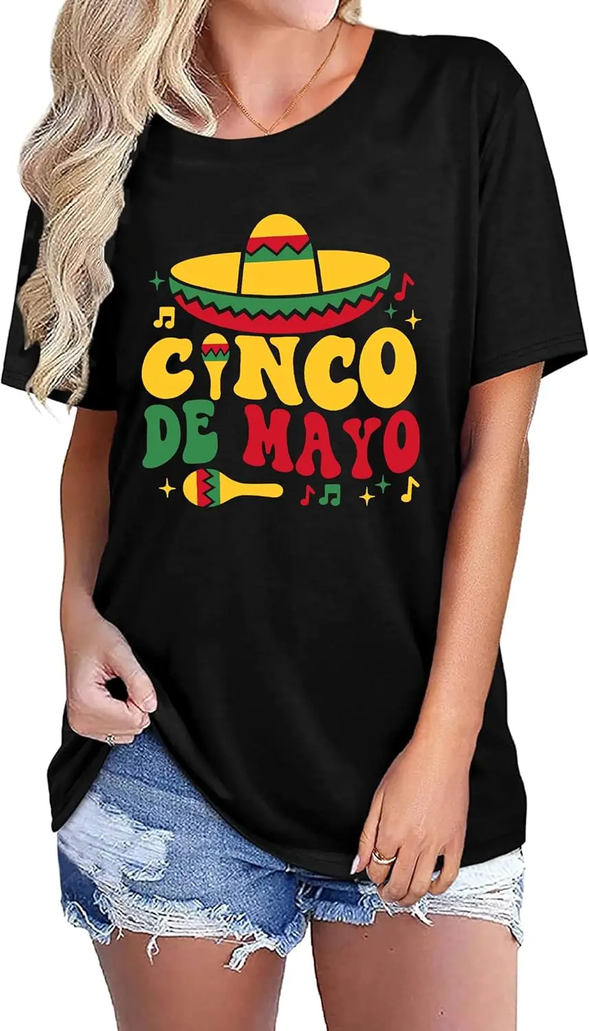 PECHAR Cinco De Mayo เสื้อผู้หญิง: เม็กซิกัน Fiesta Party T เสื้อฤดูร้อนเทศกาลเม็กซิกันกราฟิกของขวัญ Tops