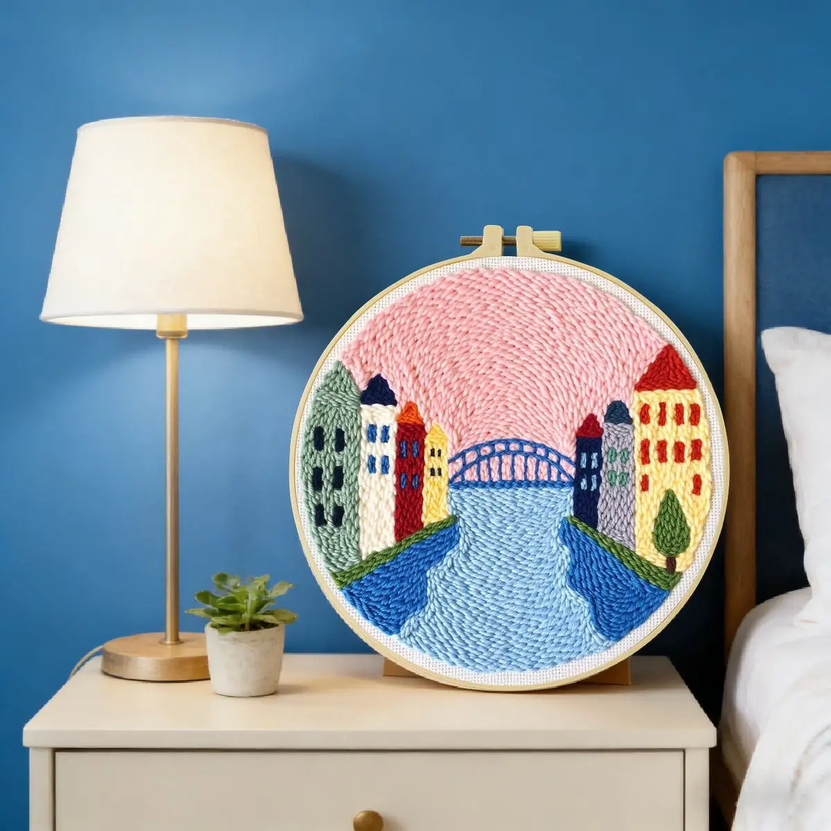 20X20CM/7,87 Zoll Landschaft - Stadtbild Stanznadel-Stickset, Stickerei, gestrickte Stickerei, DIY handgemachtes Geschenk – Detail 1