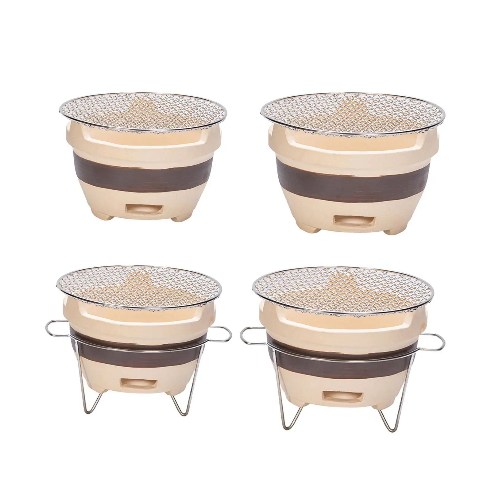 

Маленький угольный гриль с сетчатой решеткой, походная печь-барбекю из керамики для использования на улице, в помещении, на заднем дворе, для кемпинга, сада, активного отдыха