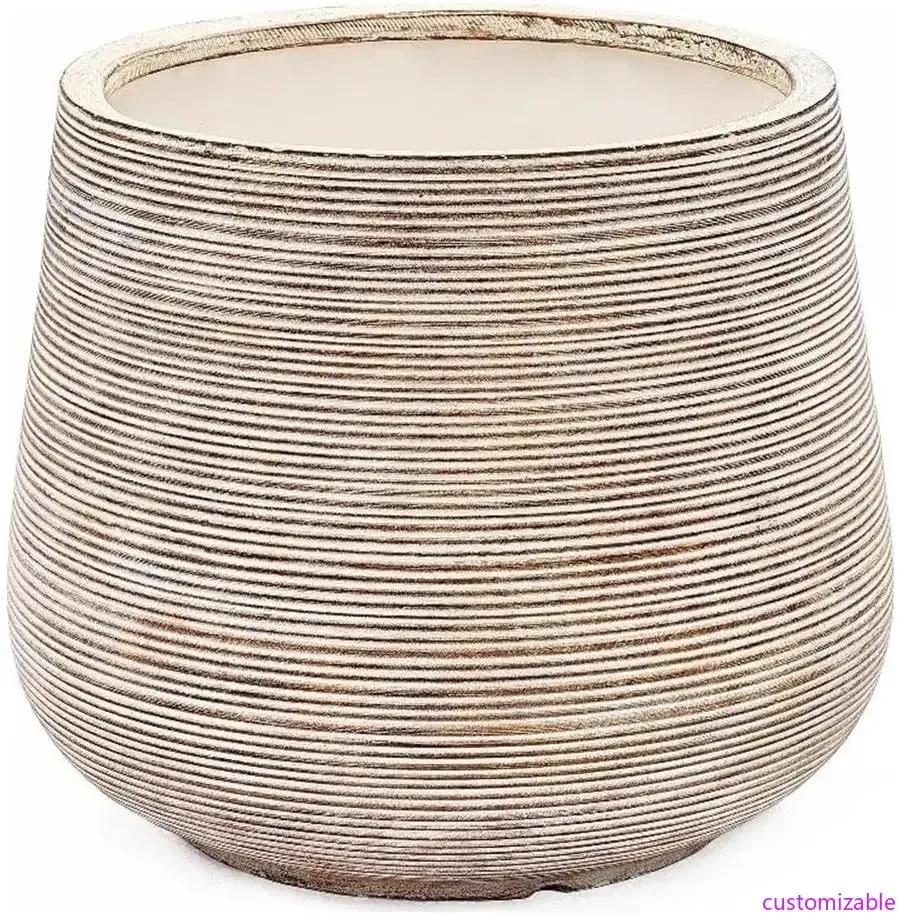 

Большие бетонные кашпо диаметром 17 дюймов с дренажем для использования внутри и снаружи помещений, в винтажном стиле