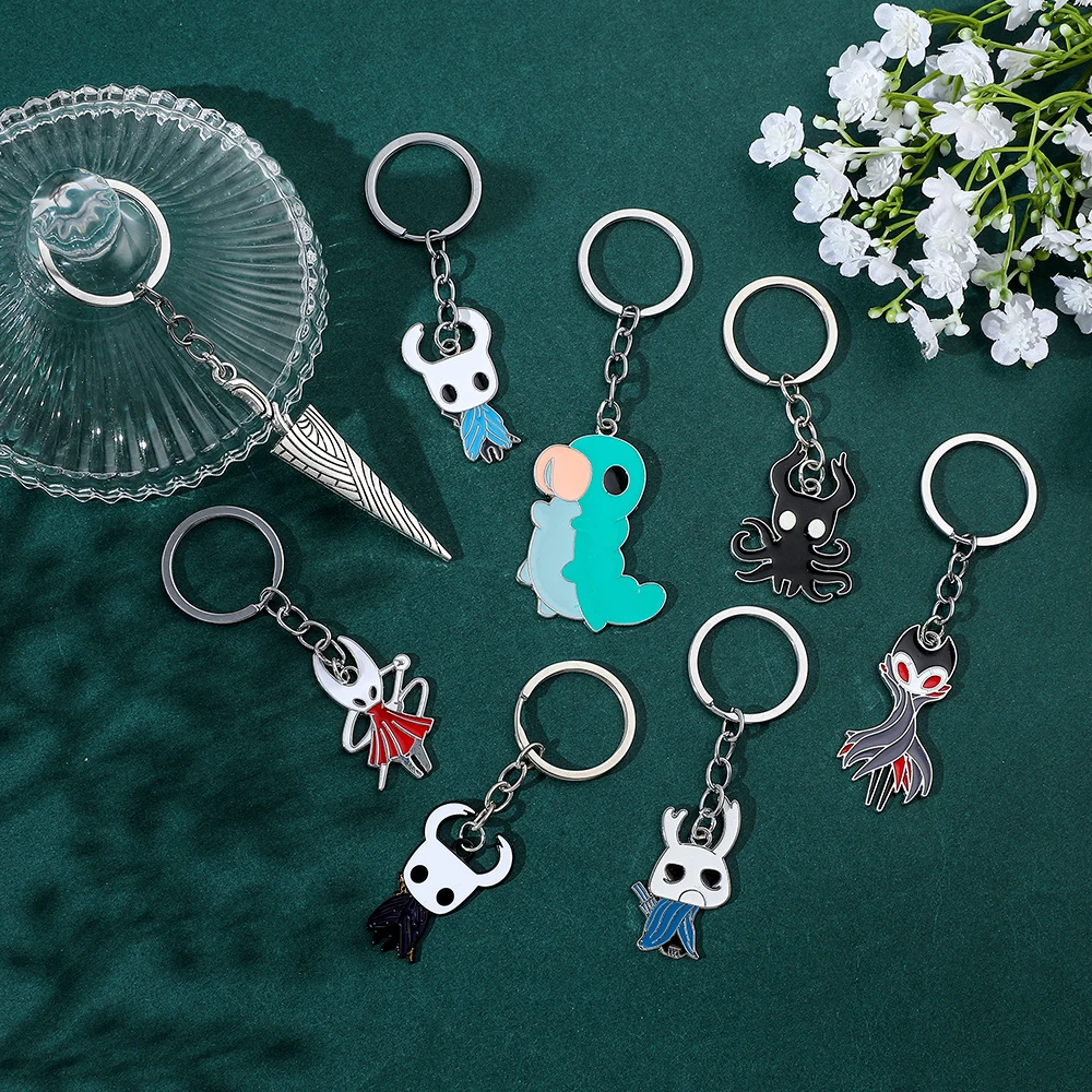 Game Hollow Knight Keychain, Metal Key Chains, Octopus Pendant, Car Bag Key Holder, Cartoons Souvenirs, Gift Accessories, Hot