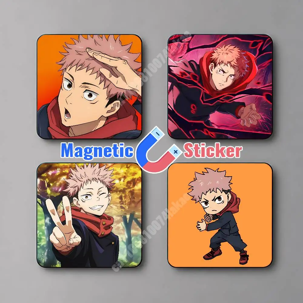 J-Jujutsu I-Itadori Yuji K-Kai-sen JJK Magnetic Sticker Removable Fridge Decal for Metal Surfaces Magnet Label