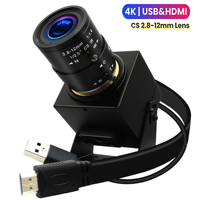 ELP 4K 30fps HDMI USB Camera 1080P 30fps H.265 H.264 Manual Focus  Industrial Webcam with CS 2.8-12mm Lens for Video call