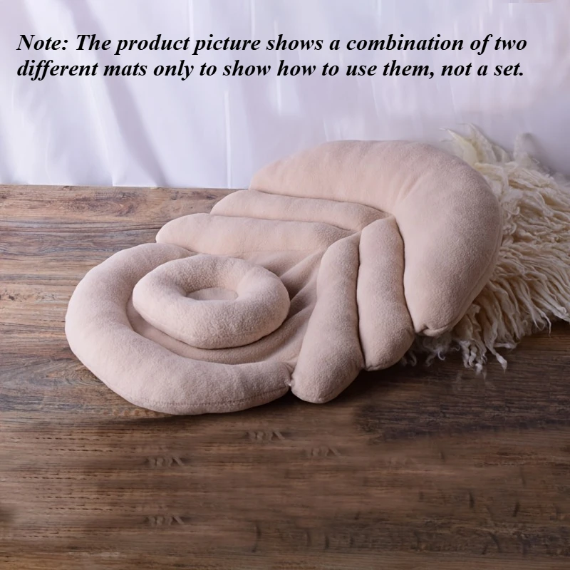 Newborn Photography Props Beige Leaf Shape Blanket and Mini Round Pillow Soft Fleece Baby Photo Shoot Background Mat Accessories