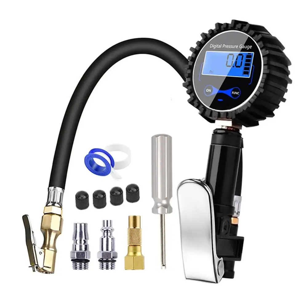 Digital Tire Inflator With Pressure Gauge 0-200PSI High-Precision Tire Pressure Meter With Backlight LCD Display