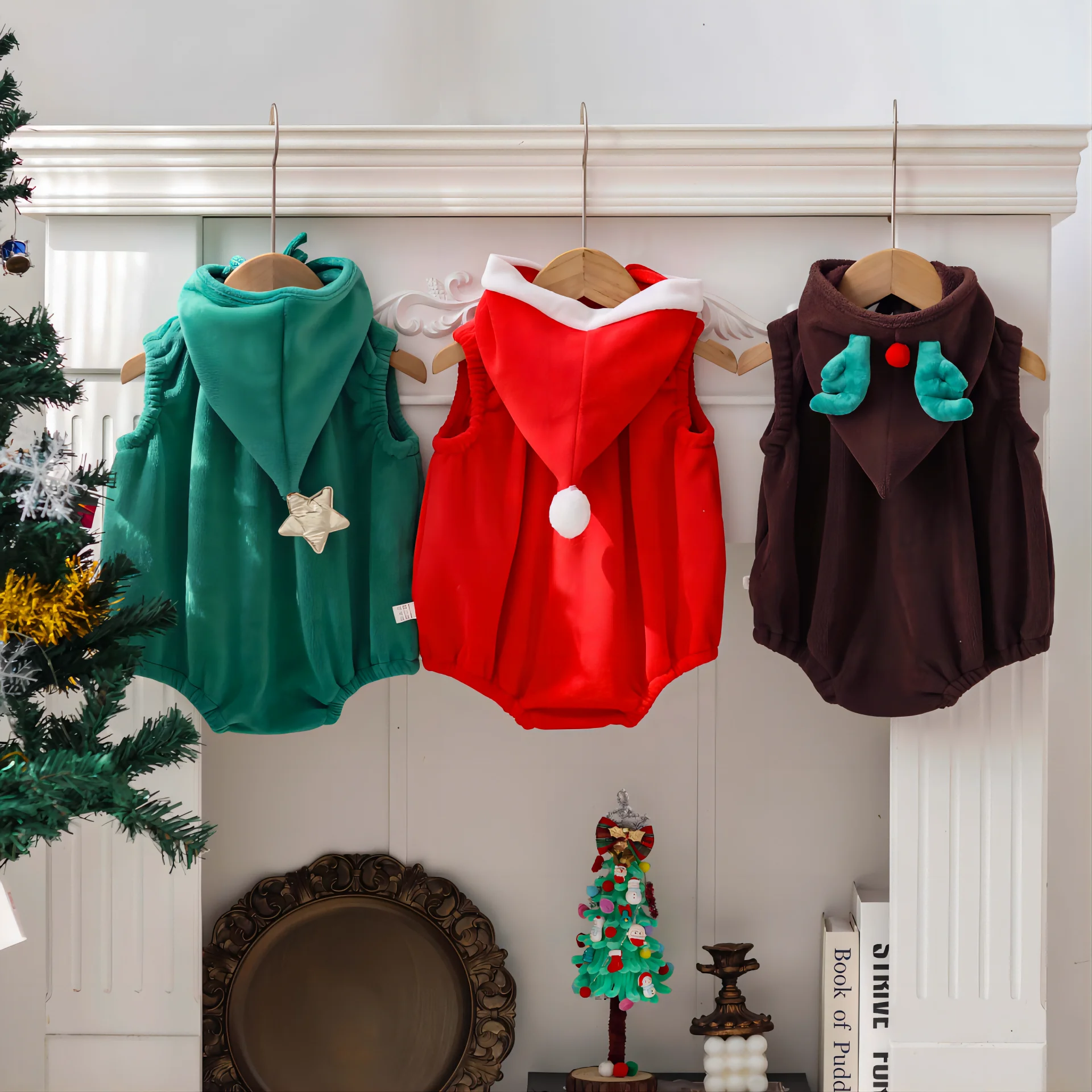 New Baby Christmas Costume Cute Boys and Girls Children Hooded Sleeveless Costume Christmas Clothes Send Hat