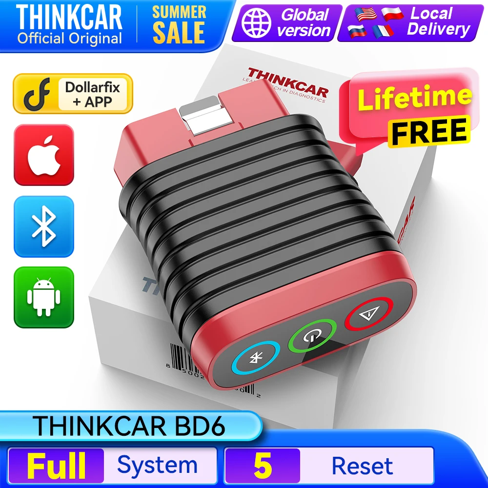 THINKCAR BD6 Bluetooth Auto OBD2 Scanner Full System 5 RESET ETS OIL Lifetime Free Update Car Diagnostic Tool Use THINKDIAG APP