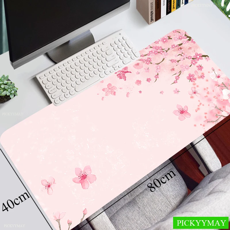 

Large Gaming Mousepad Pink Cherry Blossoms Mouse Pad Compute Mouse Mat Gamer Stitching Desk Mat For PC Keyboard Mouse Carpet