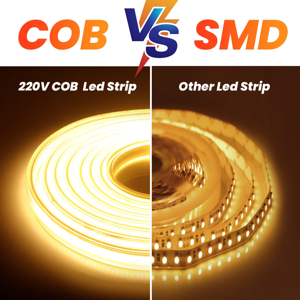 Bande lumineuse LED COB Super brillante, étanche IP65, AC220V 100M, 360 diodes/m, pour l\'extérieur, avec prise