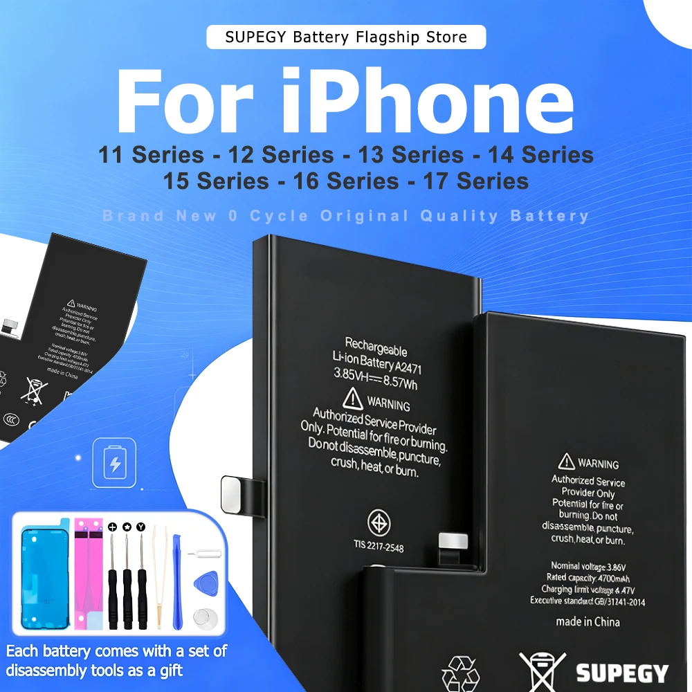 0 cycle High-quality Battery For IPhone 11 12 13 14 15 16 17 Pro MAX 17ProMax 14Plus 15Plus 16Plus SE1 SE2 SE3 12Mini 13MINI