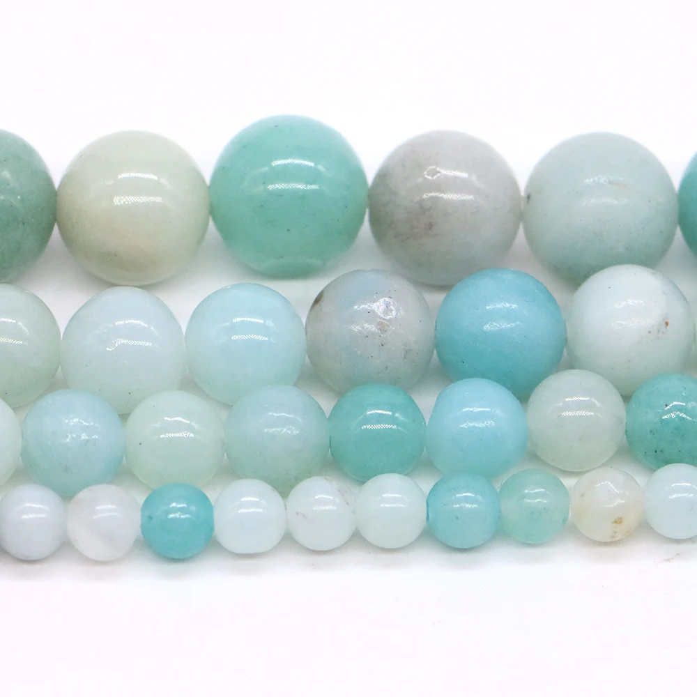 Natural Blue Amazonite Beads Round Loose Stone Crystal Beads for Jewelry Making DIY Bracelet Necklace Accessories 4/6/8/10mm