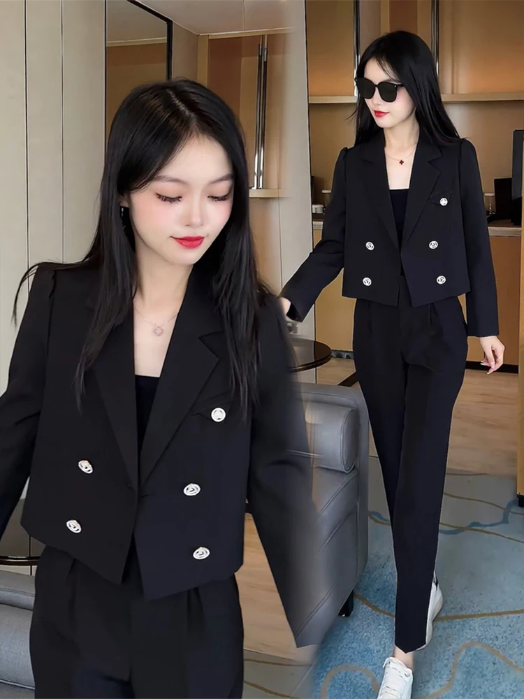 

Faion Casual Women's Suit Set Early Spring 2026 Slimming Small Size Nine-Piece Straight Leg Pants Two-Piece Set High Waist ...