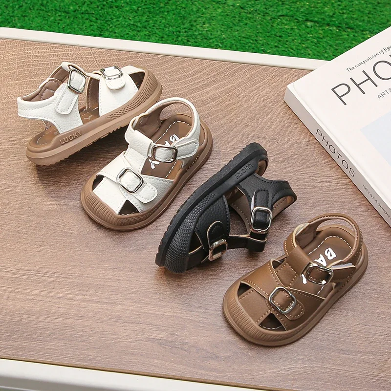 

Baby Walking Shoes T-strap Soft Sole Comfortable for Baby Sandals Toes Capped Non-slip 2025 Summer Kids Beach Shoes Hook&loop