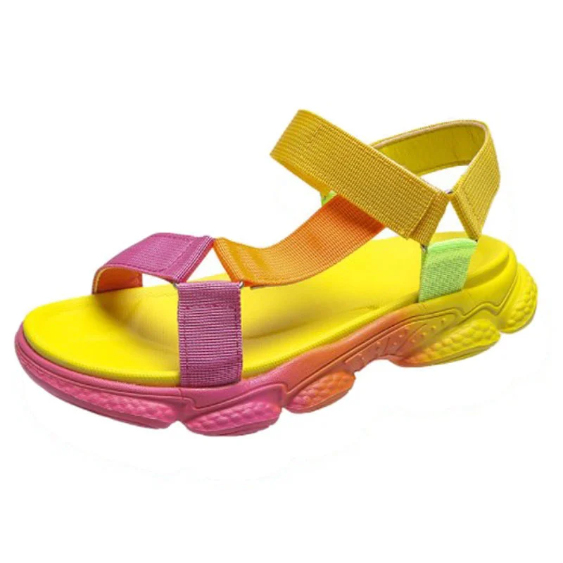 Colorful Wedge Beach Sandals Summer Women Korean Style Fashion Breathable Plus Size Soft Bottom Shoes Platform Slippers Big Size