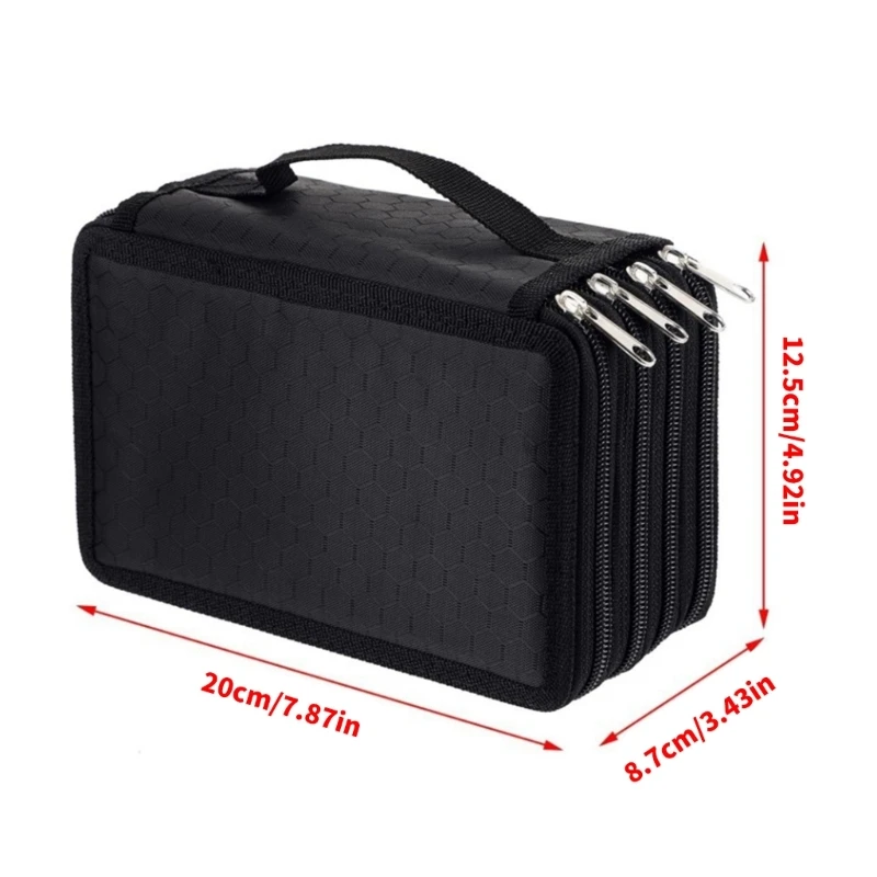 Multipurpose 4 Section 72 Slots Zippered Pencil Case Tear Resistant Cloth Fabric Featuring 72 Convenient Storage Pockets