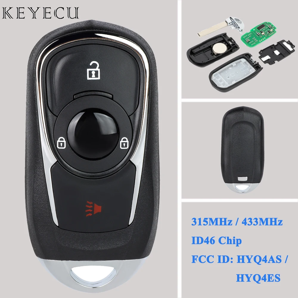 

Keyecu For Buick Encore 2021 2022 Smart Remote Car Key Fob 315MHz 433MHz With ID46 Chip FCC ID: HYQ4AS HYQ4ES 13534466 13530515