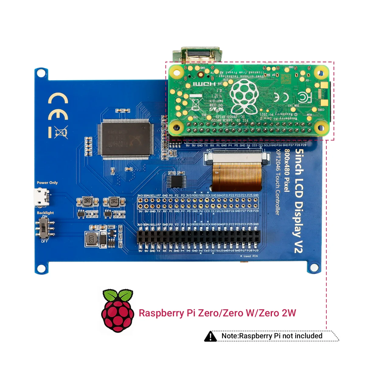 Imagem -04 - Raspberry pi Zero Touch Screen Raspberry pi Zero Zero 2w Polegada Rr050p 800x480 Tft Ili6122 Mais Ili5960 Driver ic Projetos Diy