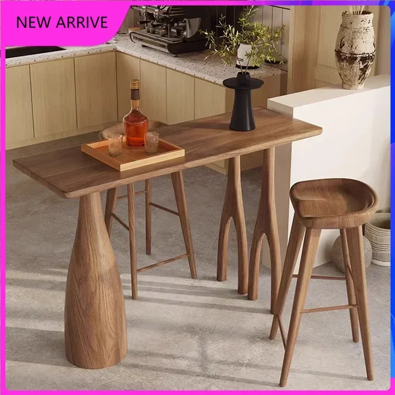 

R Solid Wood Night Club Bar Table Outdoor Long Bistro Cocktail Bar Table Counter Coffee Reception Desk Furniture Mesas Altas 150