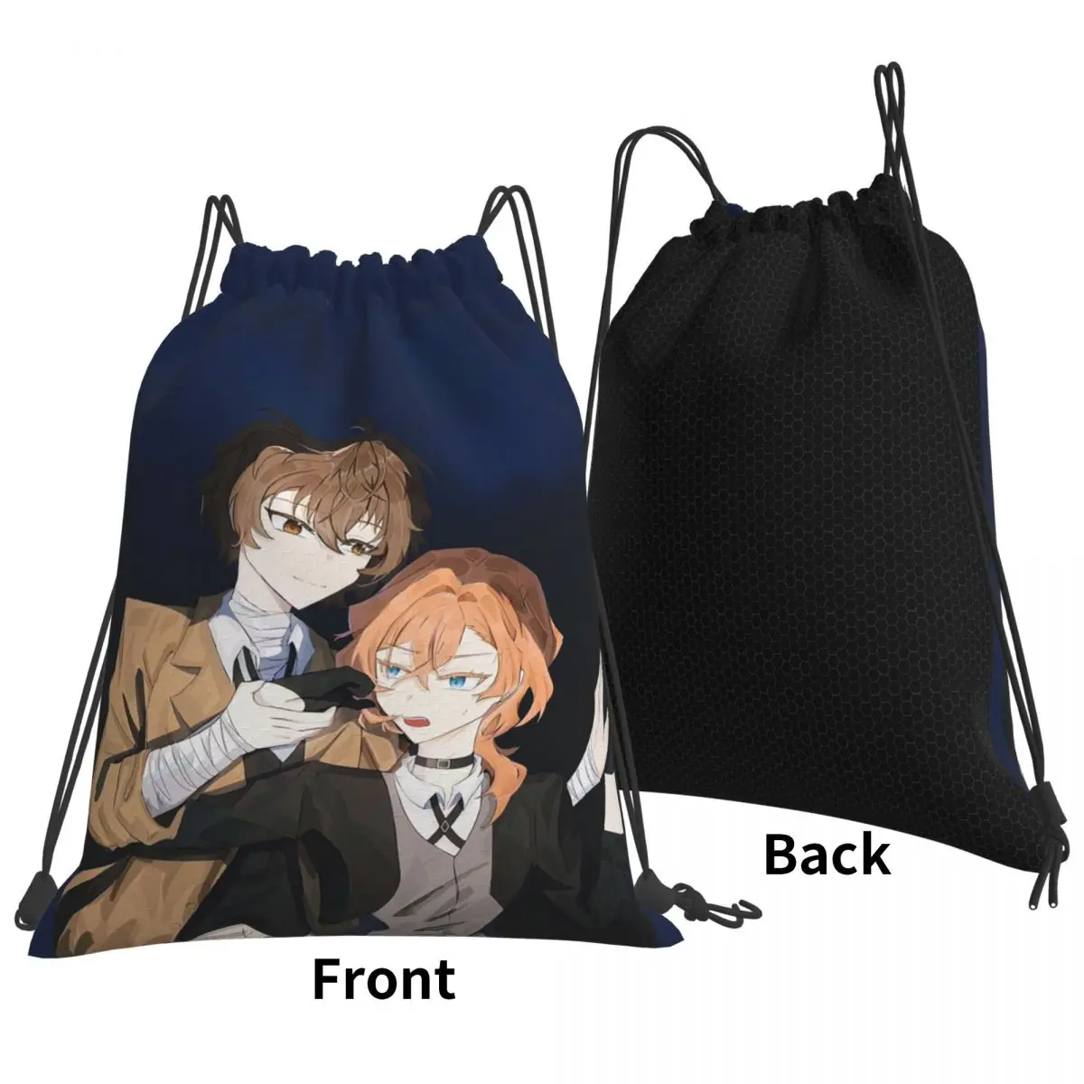Bungou Stray Dogs Wan Anime Dazai And Chuuya Backpacks Fashion Drawstring Bags Shoes Bag Book Bags for Travel Students
