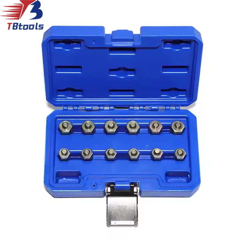 TBTOOLS Car Auto 12 Pcs Adapters for High Pressure Tester Diesel Circuit 7mm 14mm Automotive Repair Vehicle Tools TB204