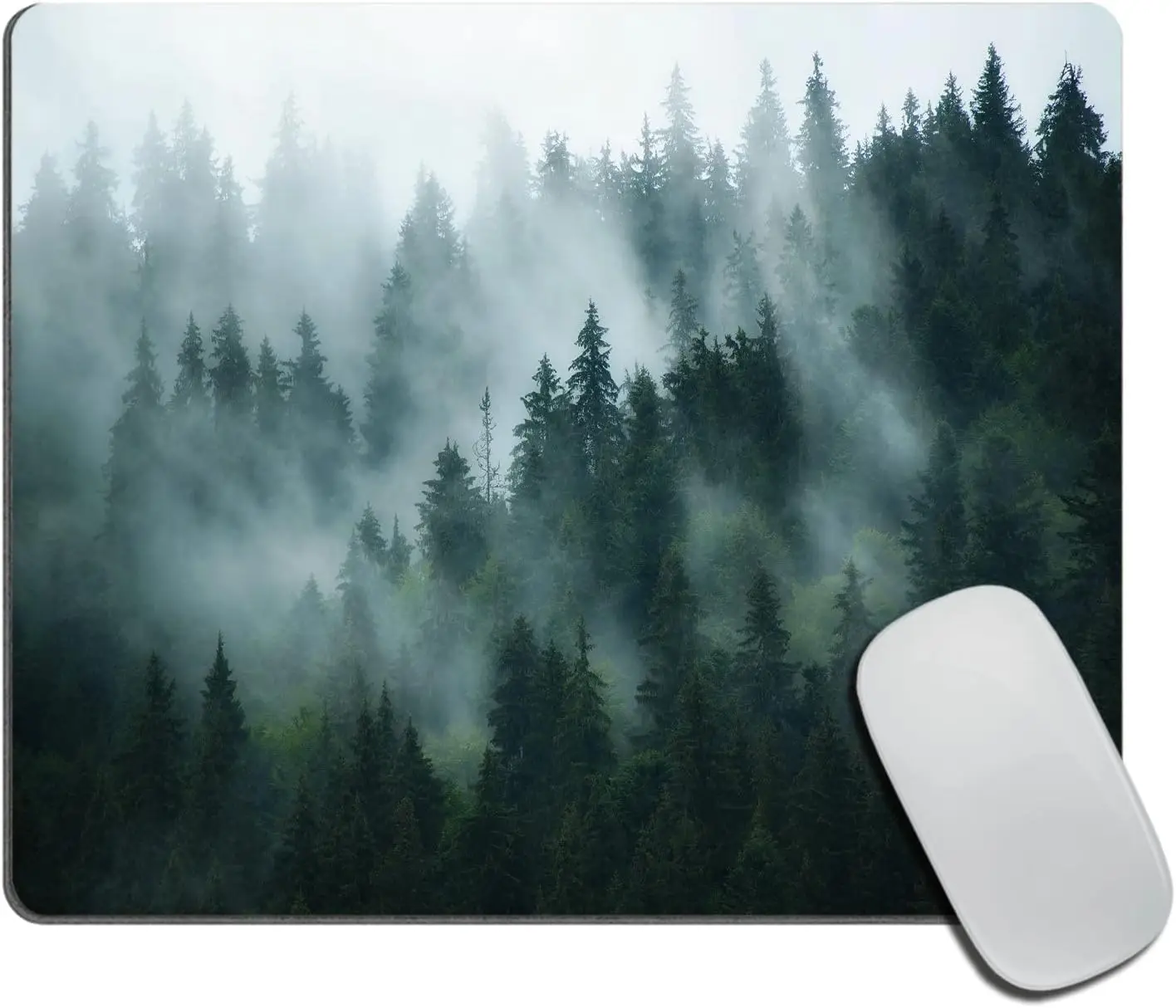 Mouse pad custom Rectangular gaming mouse Misty Forest Mouse Pad,Nature Pine Trees Scenic Foggy Mountain Cool Woodsy Landscape