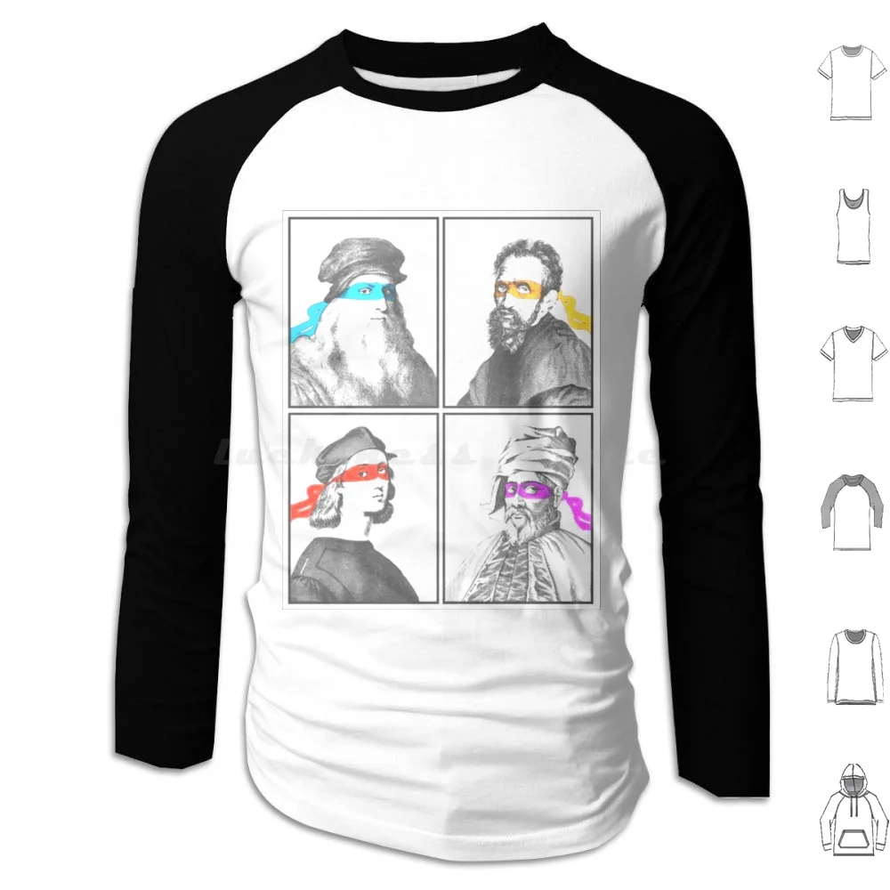 Moletom com capuz de algodão manga comprida artistas renascentistas Leonardo Da Vinci Raffaello Leonardo Michelangelo Italian Donatello Cartoon