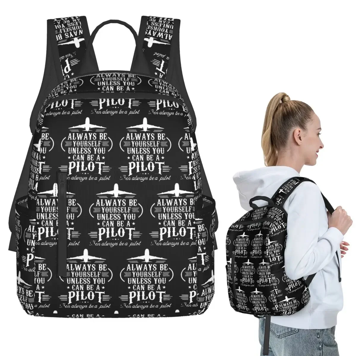 Born To Fly Captain Stripes Flight Pilot Aviation Aviator Airplane Backpack BookBag Kids School Bag Computer Shoulder Bags