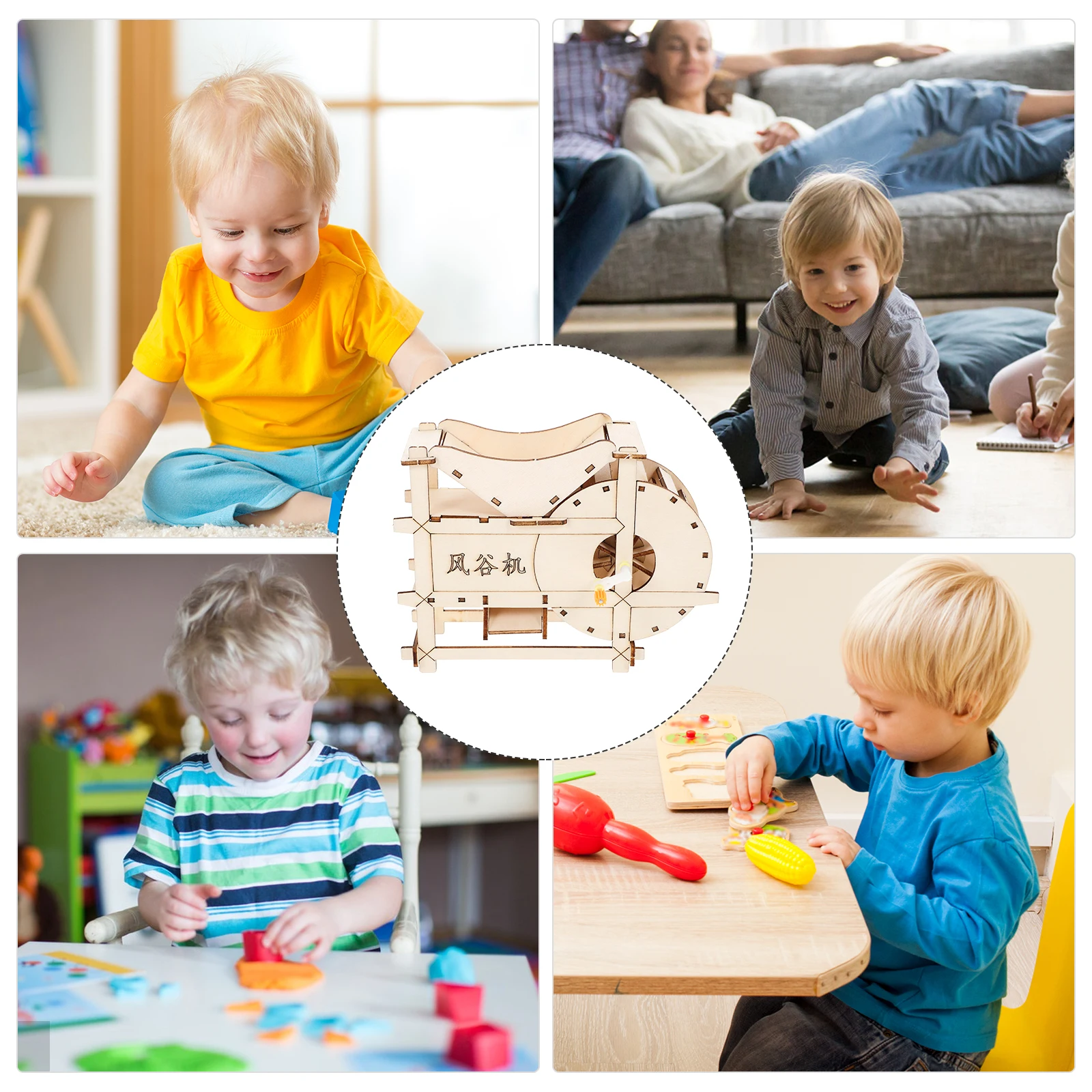Kit de batteuse d'expérimentation scientifique pour enfants, bricolage, manivelle en bois, Machine à batteuse manuelle, jeu scientifique éducatif