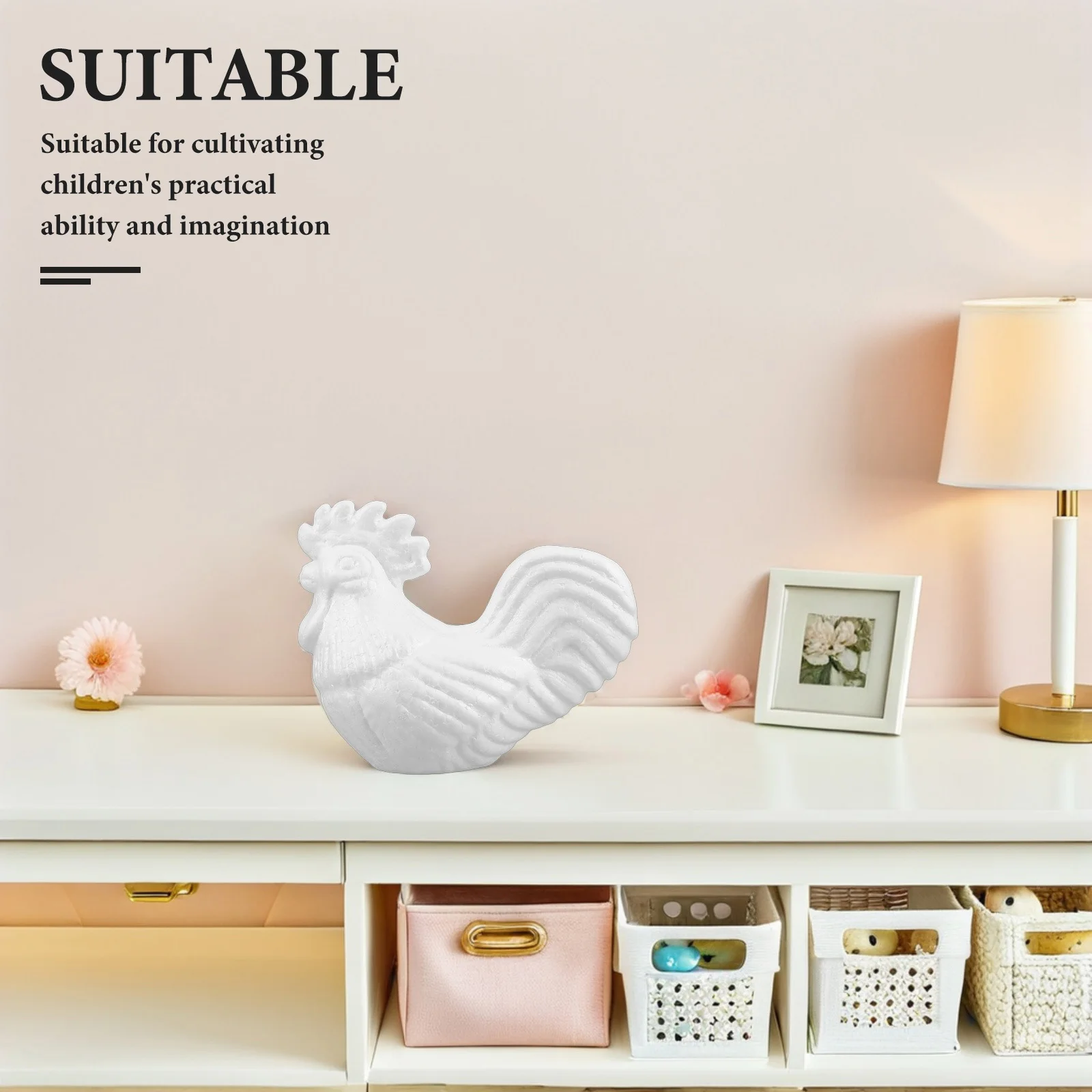 

2pcs Foam Chicken Models Diy Unfinished Blank For Painting Decorative Animal Sculpture Tabletop Farm Animals