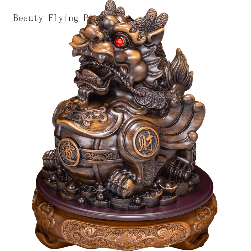 New Chinese Wood Grain Pixiu Decoration Gift for the Opening of the Living Room, Wine Cabinet, Office feng shui  Artificial