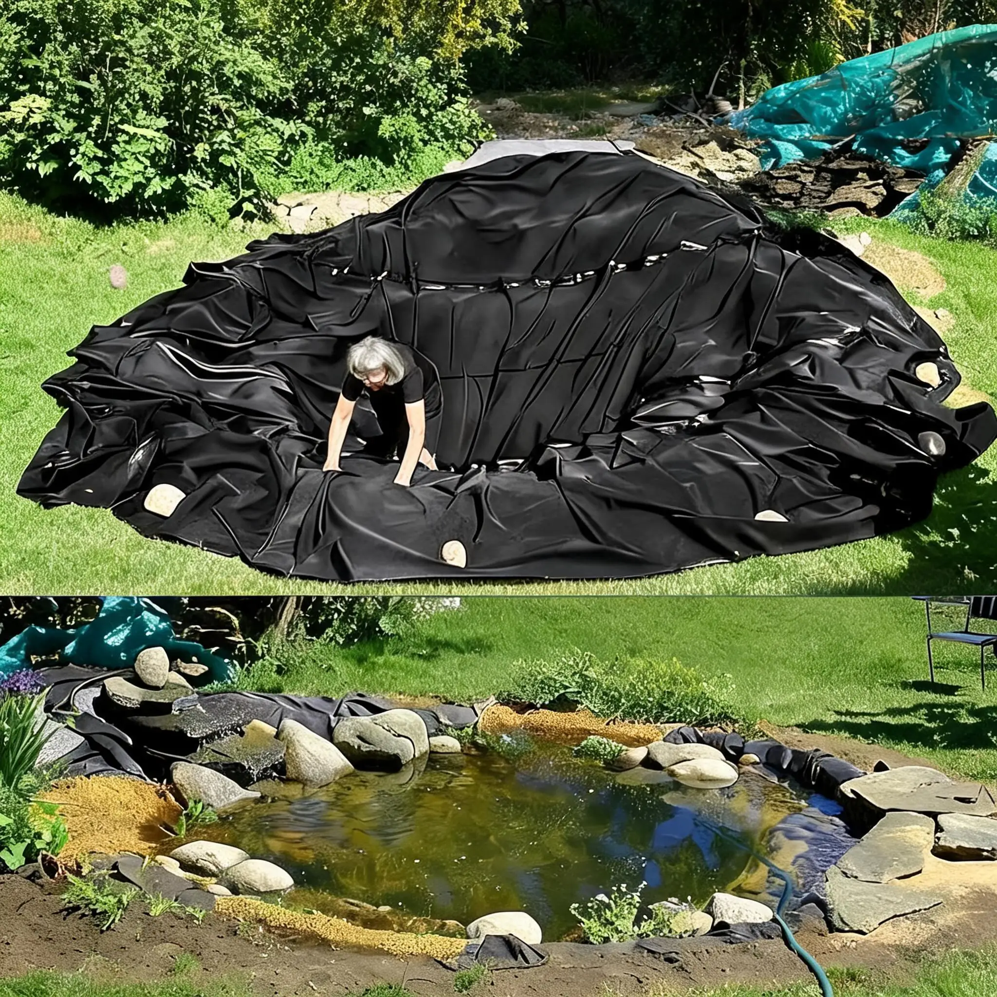 Telo per laghetto in EPDM resistente ai raggi UV 15x20FT, spessore 45Mil/1.14MM, flessibile e resistente, impermeabile e robusto per laghetti da giard