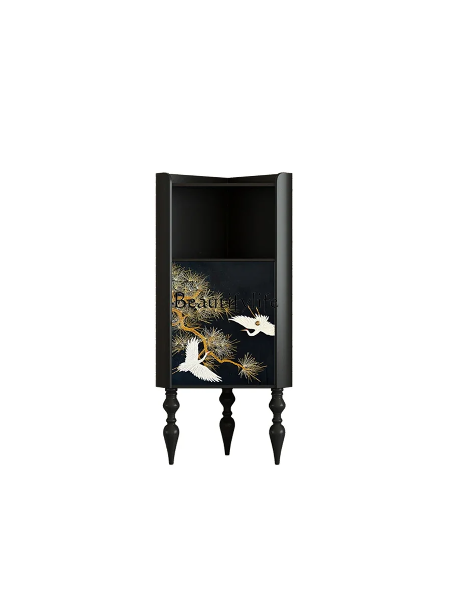 GG8New Chinese Style Pine Style Heyun Solid Wood Corner Triangle Cabinet Decorative Storage Cabinet