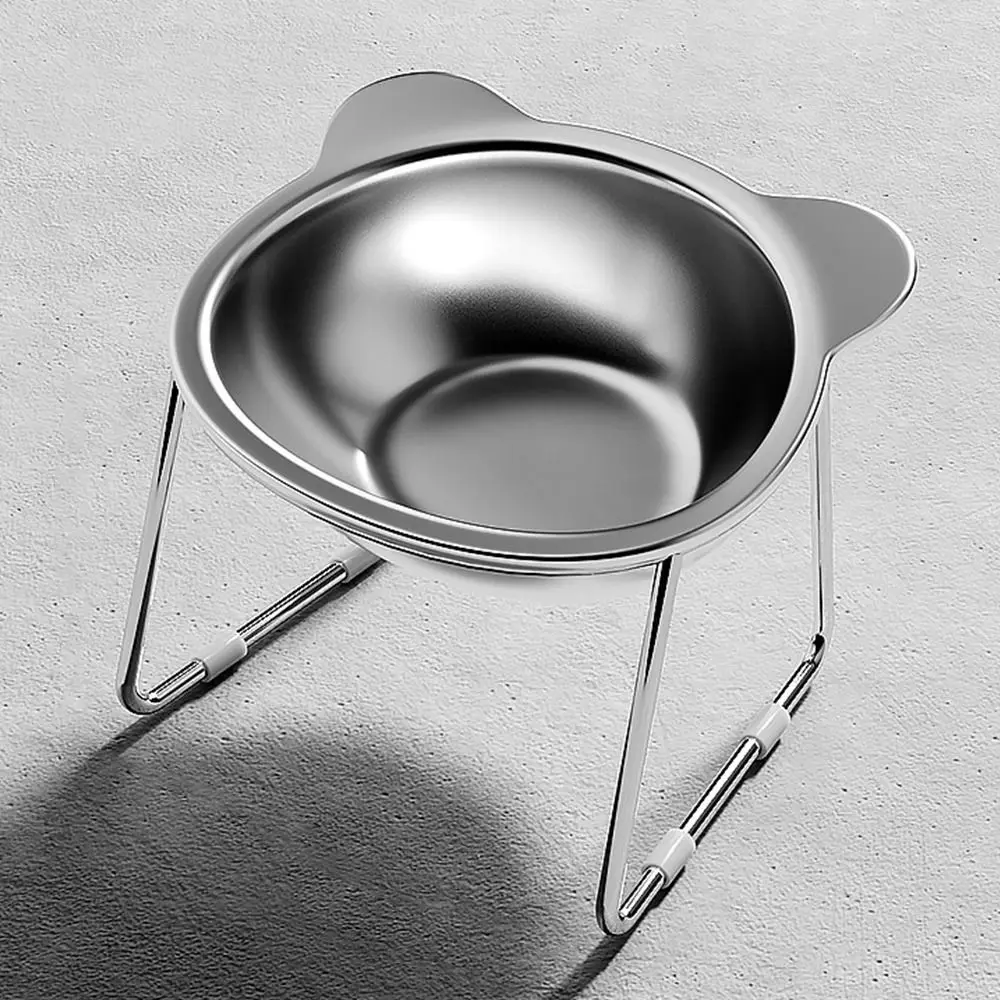 Raised Cat Bowls Tilted Neck Guard Cat Food Bowl 304 Stainless Steel Elevated 15° Shatter-resistant Stable Dog Bowl Pet Supplies