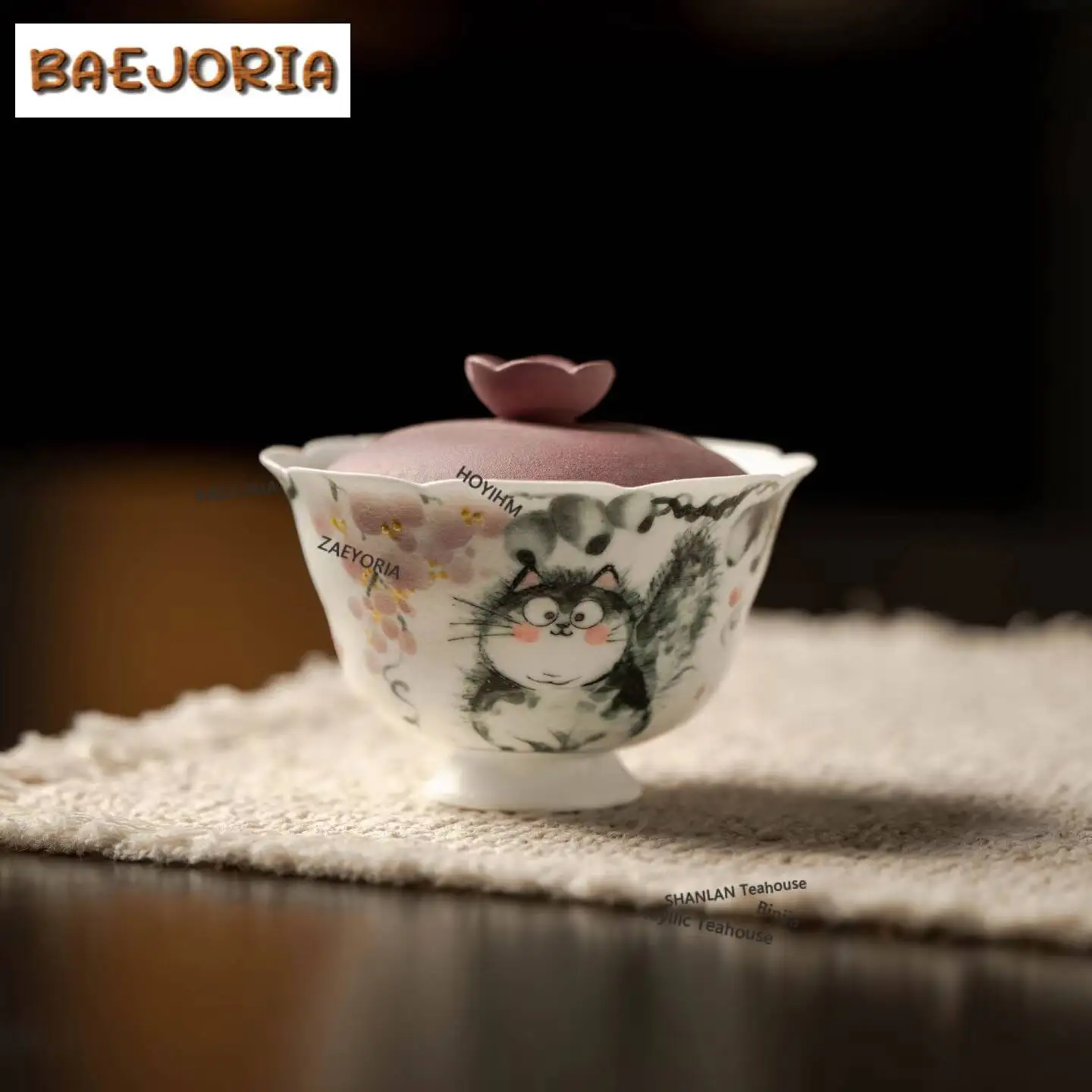 120ml Hand-painted Cat Gaiwan Zen Anti-scald Tea Tureen Tea Bowl With Lid Kit Tea Making Cover Bowl Teaware Accessories Craft