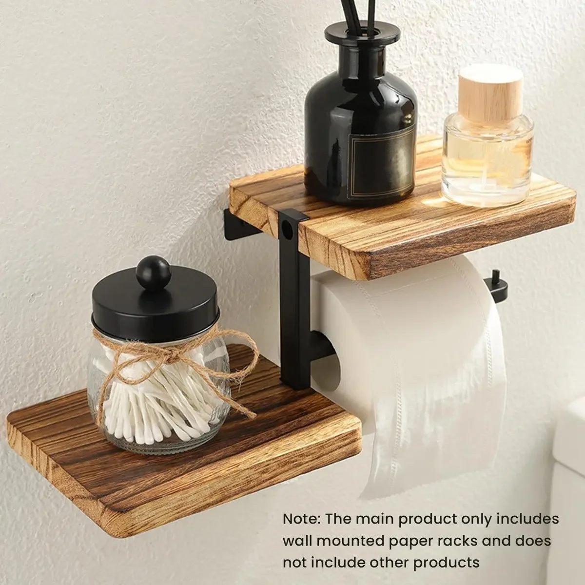 

Wooden Paper Towel Holder Space Saving Countertop Organizer with Vertical Paper Towel Storage for Kitchen and Bathroom