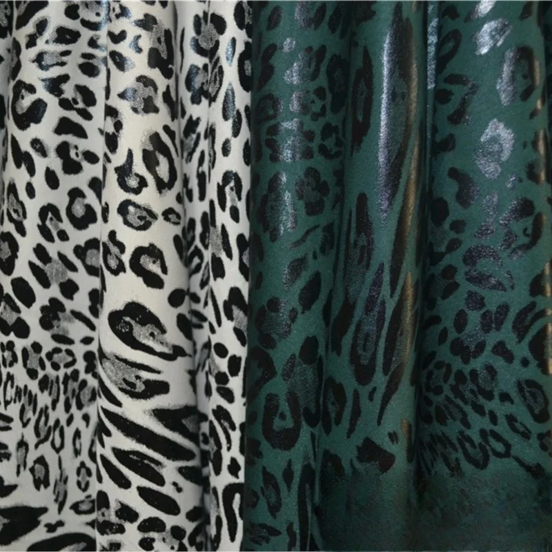 

Fashionable dark green light beige printed coated fashion fabric for suit skirts and trench coats