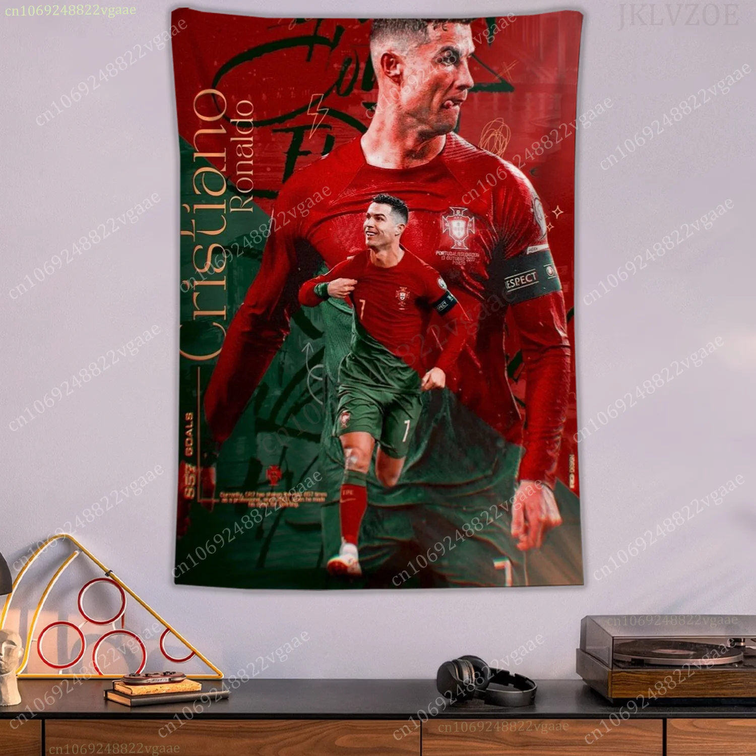 2025 رونالدو نسيج رجل البرتغال الملصقات كرة القدم قفازات الحائط لغرفة النوم الديكور الجمالية Tapices العلم خلفية #2