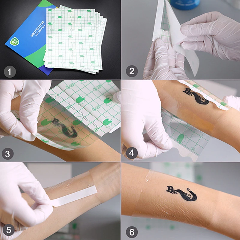 Cinta adhesiva transparente impermeable para reparación de tatuajes, 10 unids/lote por paquete